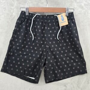 Chubbies Swim Trunks Men Small Danger Zones Black Star Print 7" Inseam Lined